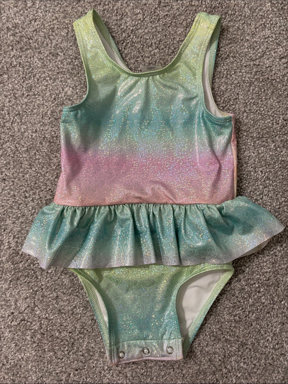 Old Navy Girls' Sparkle Ombre Peplum One-Piece Swimsuit - Pastel Rainbow
